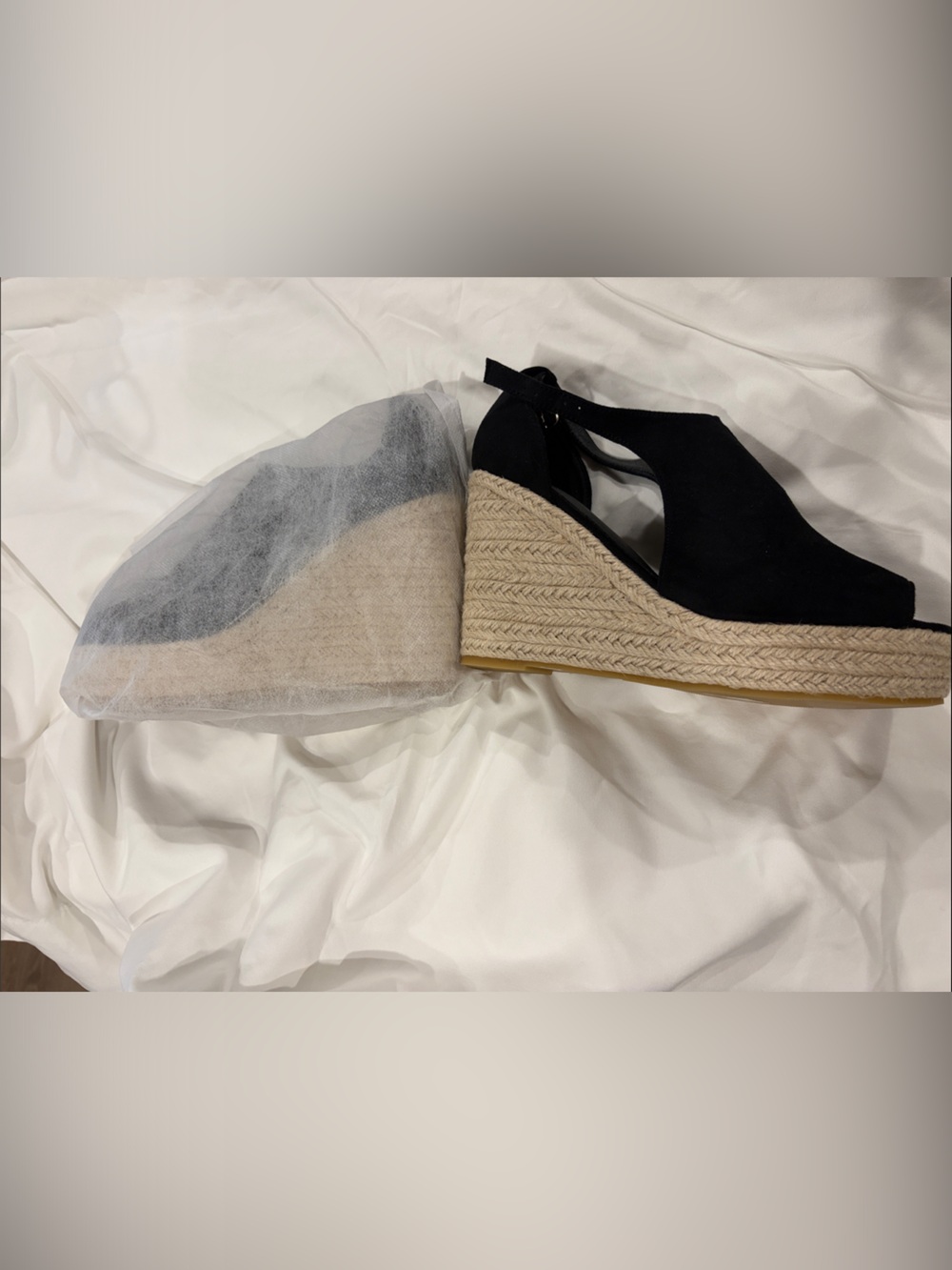 Black Espadrille Wedge Slingback Sandals